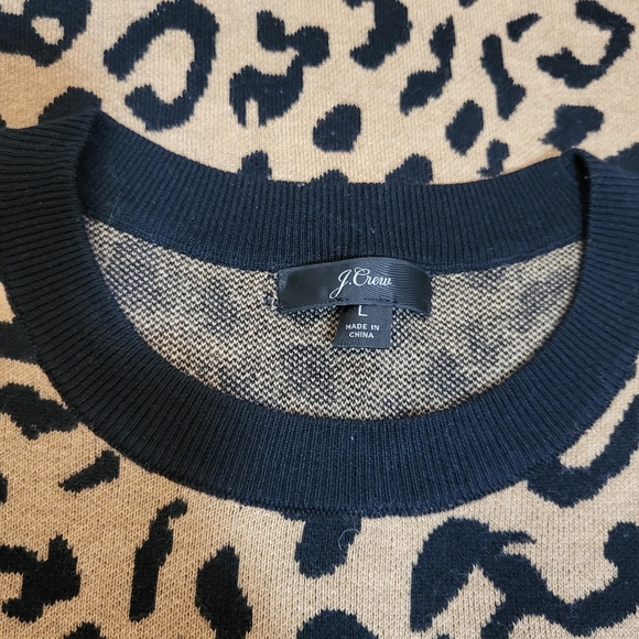 J. CREW NWOT Knit Shift Dress | Leopard Print | Wool Blend | Sweater | size L - Picture 3 of 7